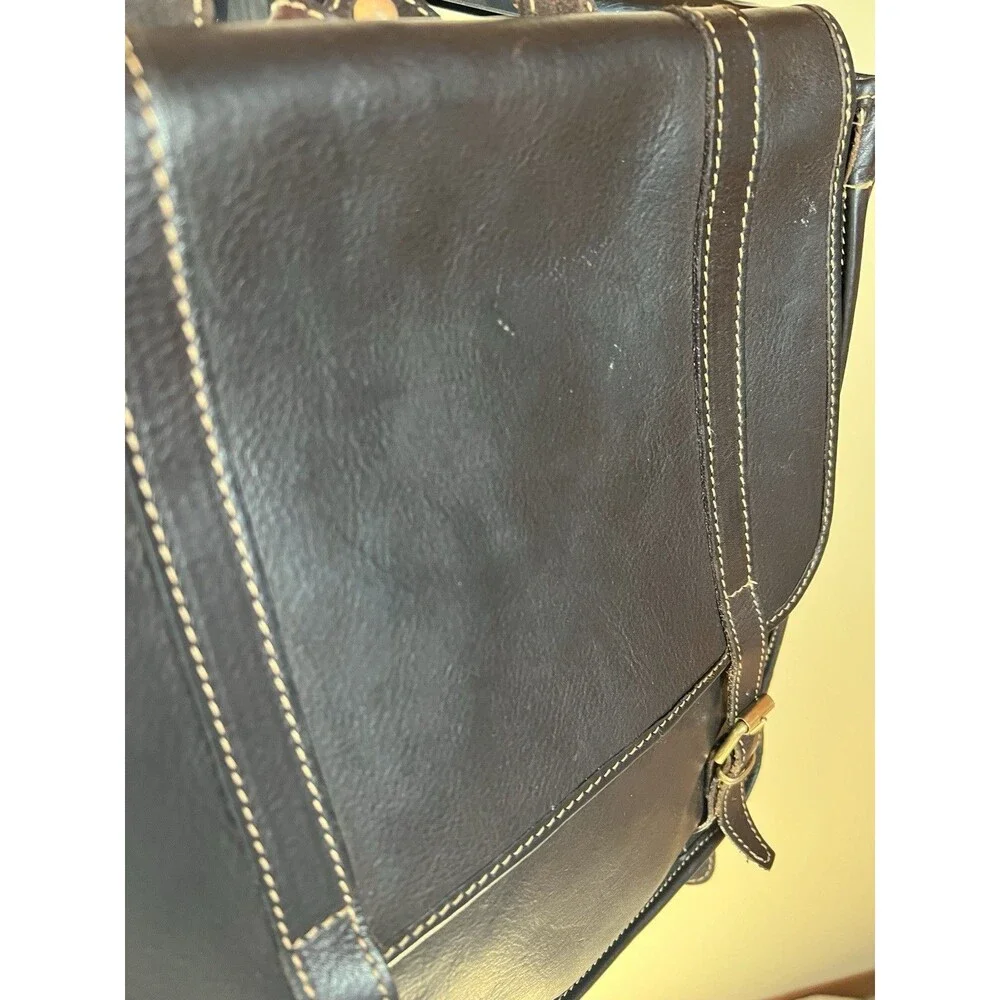 Vintage Genuine Brown Leather 12” Tall 11” Wide 4” Depth Backpack Unisex Adult